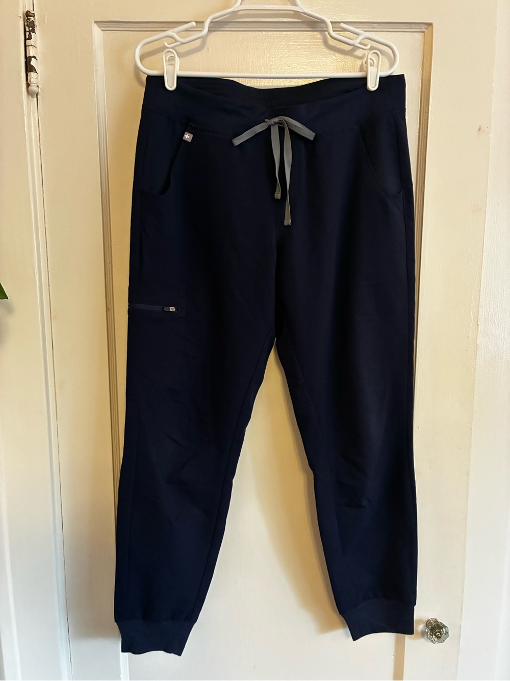 Figs Navy Track Joggers with Gray Drawstring